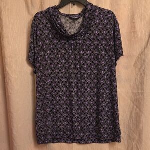 George‎ Black and Purple Patterned Blouse